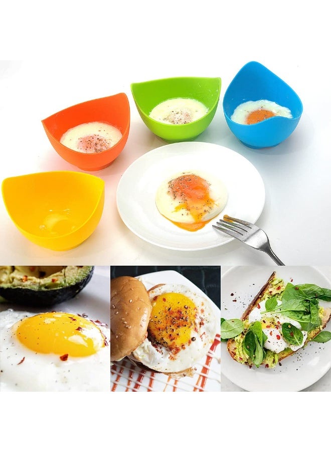4PCS أطباق البخار للبيض السيليكون من الدرجة الأولى، طهي البيض المنزلي المقاوم للحرارة، قوالب البيض غير العصي القابلة لإعادة الاستخدام، أوعية طهي البيض الآمنة في فرن الميكروويف، عفن البيض الأساسي للفطور، أكواب بيض الشطيرة، ألوان متعددة، 10*7 سم - Image 5