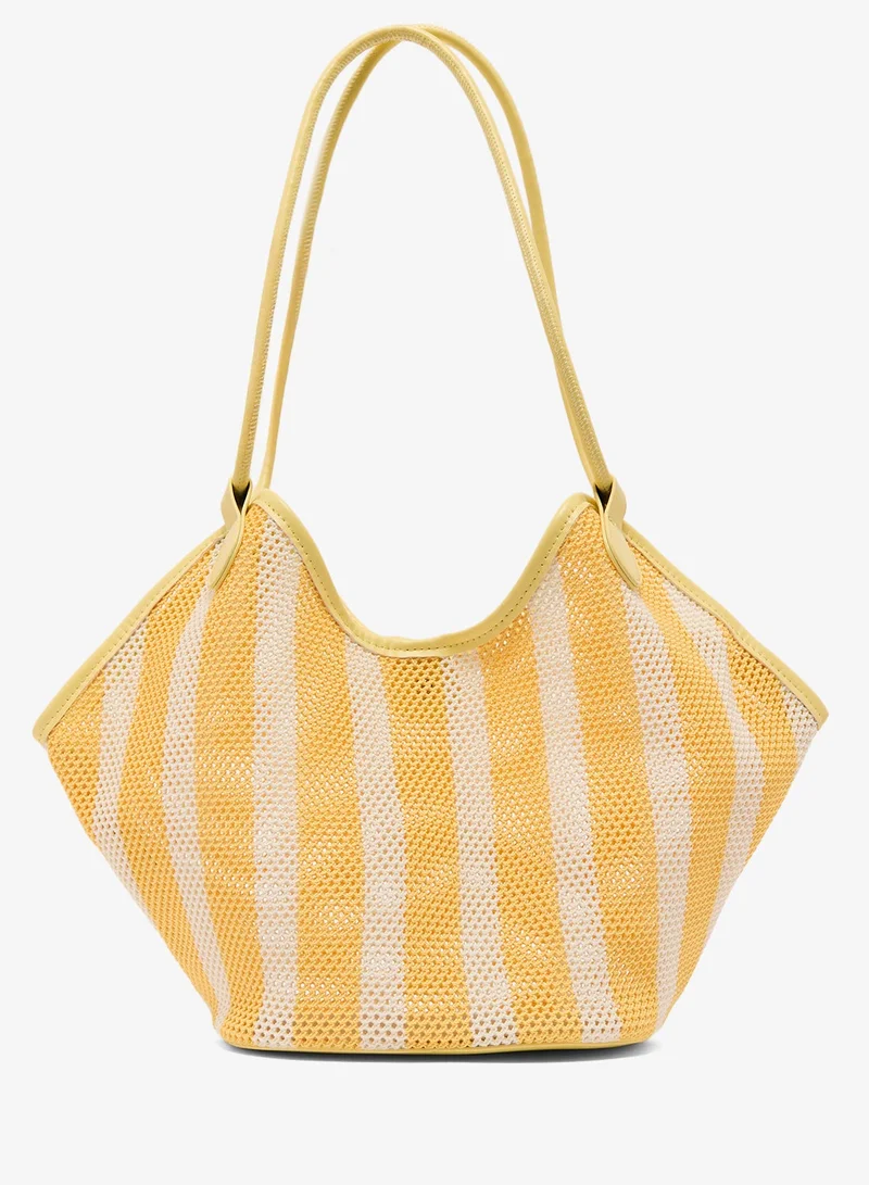 جينجر حقيبة يد من الرافييا بنقشة