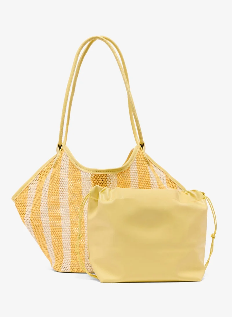 جينجر حقيبة يد من الرافييا بنقشة