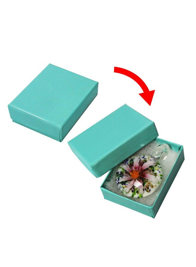 Mooca 100 Pcs Number 11 Cardboard Paper Cotton Filled Boxes Gift Case For Small Earrings/Pendants Or Gemstones 2 1/8 W X 1 5/8 D X 3/4 H In Glossy Teal Blue - Image 4
