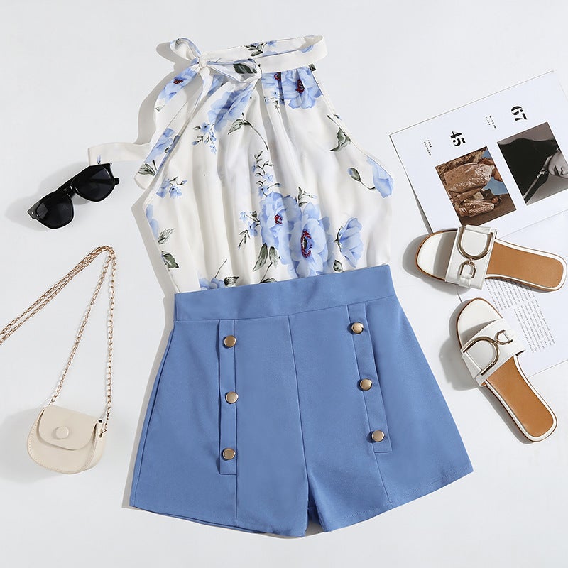 Women's Sleeveless Tracksuit Set with Shorts D231 - Image 3