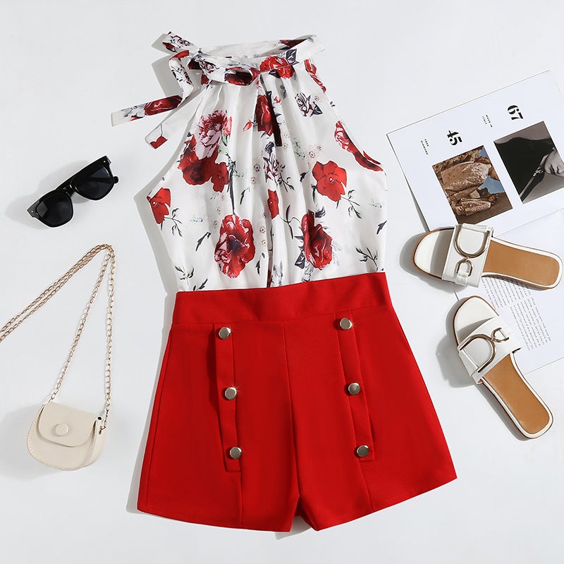 Women's Sleeveless Tracksuit Set with Shorts D231 - Image 1