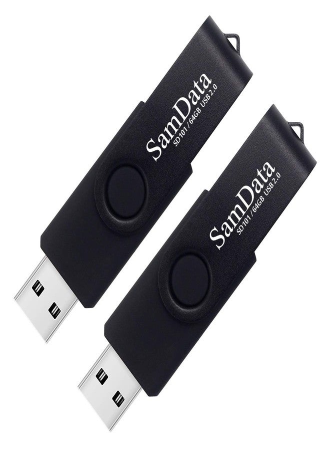 SamData 64GB USB Flash Drives 2 Pack 64GB Thumb Drives Memory Stick Jump Drive with LED Light for Storage and Backup (2 Pack Black) - Image 1