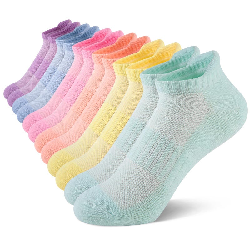 Comfoex 12 Pairs Boys Girls Socks Ankle Athletic Low Cut Short For Kids 4-7 7-10 Years Olds With Cushioned Sole - Image 1