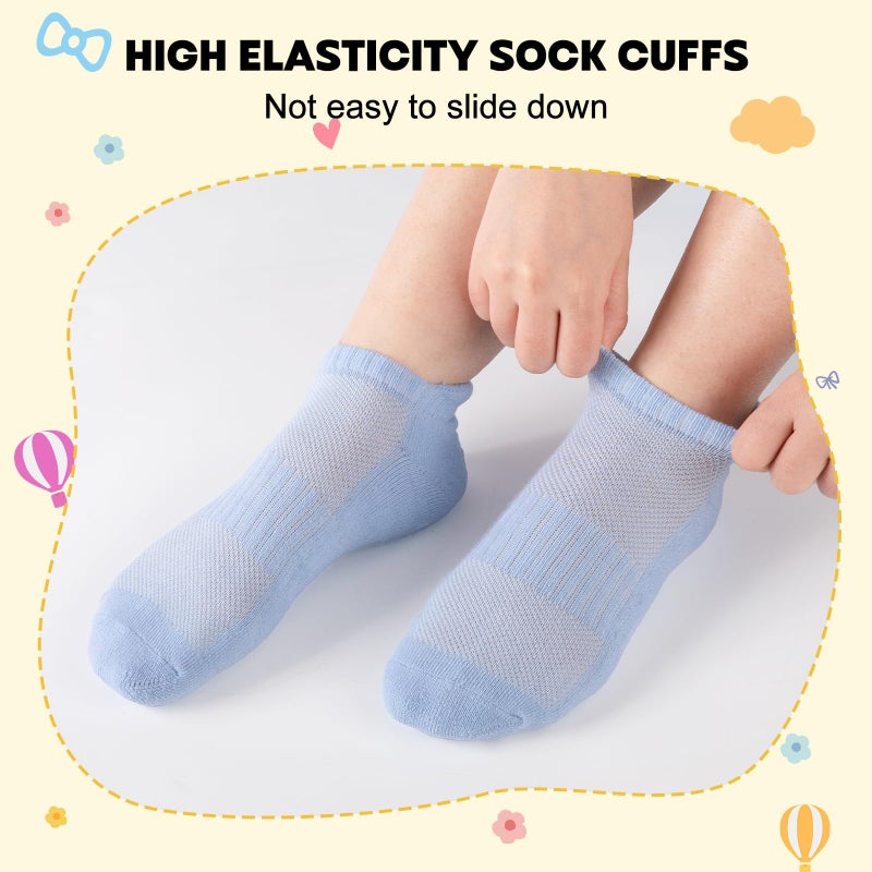 Comfoex 12 Pairs Boys Girls Socks Ankle Athletic Low Cut Short For Kids 4-7 7-10 Years Olds With Cushioned Sole - Image 4
