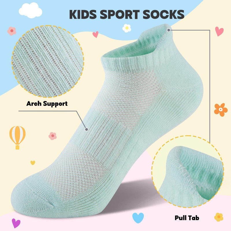 Comfoex 12 Pairs Boys Girls Socks Ankle Athletic Low Cut Short For Kids 4-7 7-10 Years Olds With Cushioned Sole - Image 3