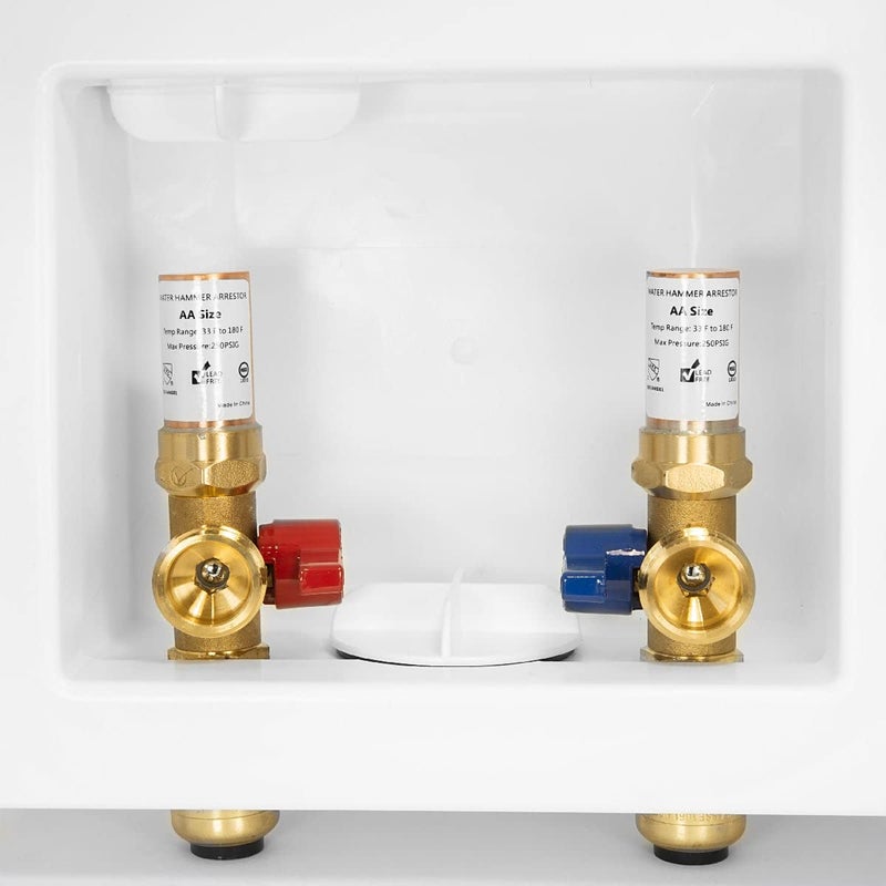 EFIELD Washing Machine Outlet Box with Center Drain 12inch PushFit with Water Hammer ArrestorWM015