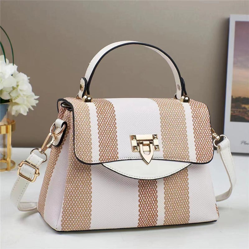 New Contrast Color Elegant Canvas All-Match Middle-Aged Mother Bag Large Capacity Multi-Layer Shoulder Bag Casual Crossbody Bag - Image 4
