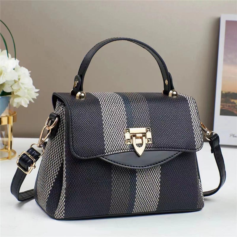 New Contrast Color Elegant Canvas All-Match Middle-Aged Mother Bag Large Capacity Multi-Layer Shoulder Bag Casual Crossbody Bag - Image 2