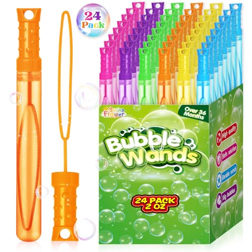spring flower SpringFlower Bubble Wand Bubble Wands Bulk Bubble Party Favor Supply for Summer Indoor Outdoor Activities Bubble Solution Summer Toy in 6 Colors Birthday24 Pack - Image 1