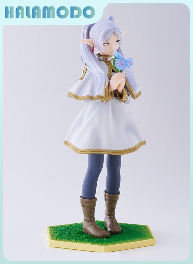 هالامودو الجنية فريرين - تمثال جميل بيشوجو مع أقراط فريرين يقف بجانب باقة من الزهور ، هدية سطح المكتب الديكور 18cm - Image 5