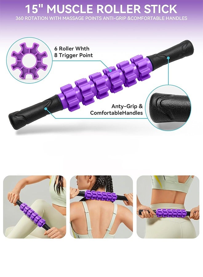 متجر الفرح مجموعة أسطوانة إسفنجية 5 في 1 لليوجا والبيلاتس وتدليك الأنسجة العميقة للعضلات والعلاج الطبيعي وتمارين اللياقة البدنية لنقاط الزناد، أسطوانة إسفنجية، أسطوانة تدليك، كرة تدليك، حزام تمدد، للجسم بالكامل - Image 3