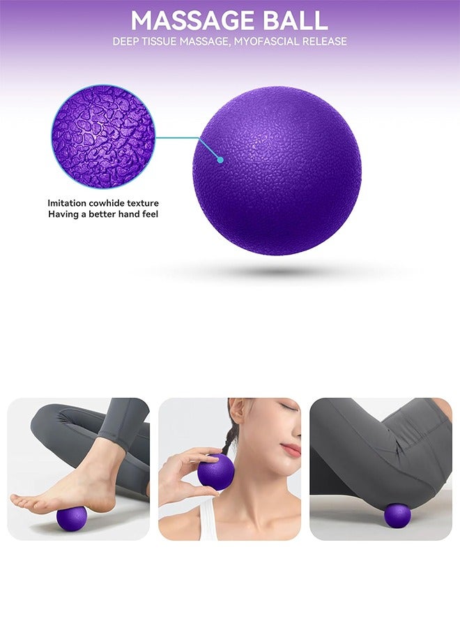 متجر الفرح مجموعة أسطوانة إسفنجية 5 في 1 لليوجا والبيلاتس وتدليك الأنسجة العميقة للعضلات والعلاج الطبيعي وتمارين اللياقة البدنية لنقاط الزناد، أسطوانة إسفنجية، أسطوانة تدليك، كرة تدليك، حزام تمدد، للجسم بالكامل - Image 4