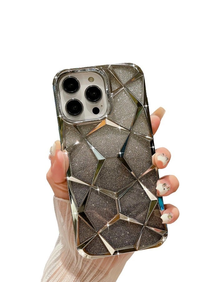 ShebSheb iPhone 15 Pro Max Case for Plating Bling Gradient Glitter Clear iPhone Cover ,Soft TPU Cute Camera Protection Shockproof Back for Women Girls iPhone Case - Image 1