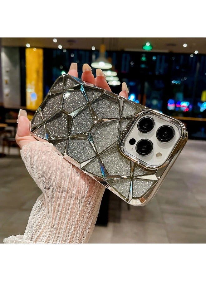 ShebSheb iPhone 15 Pro Max Case for Plating Bling Gradient Glitter Clear iPhone Cover ,Soft TPU Cute Camera Protection Shockproof Back for Women Girls iPhone Case - Image 2