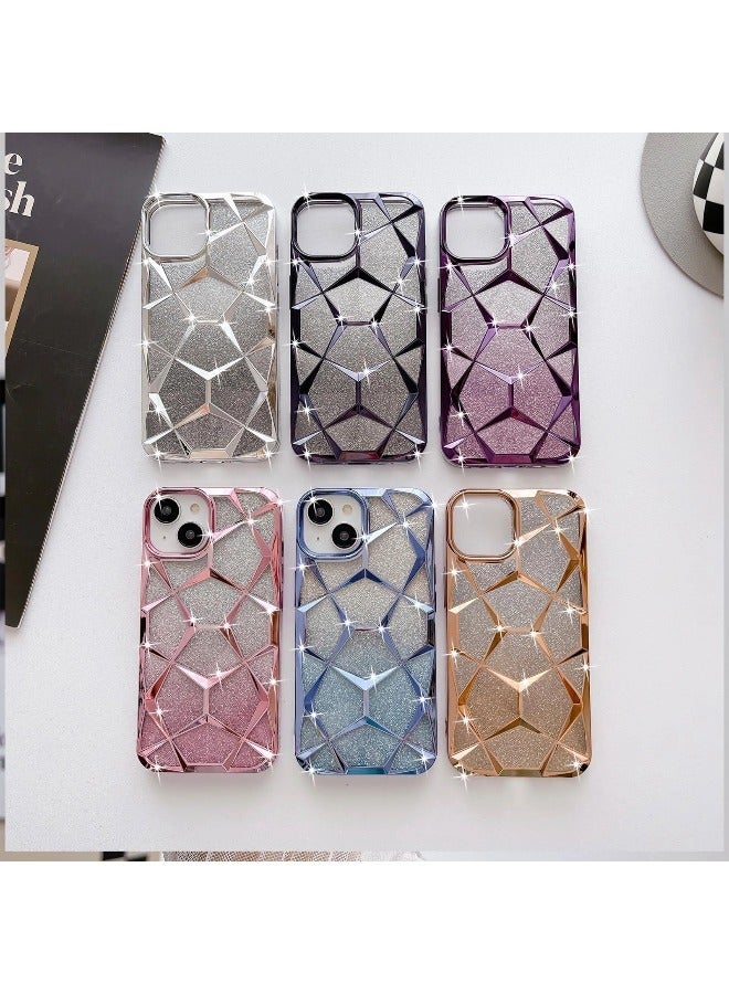 ShebSheb iPhone 15 Pro Max Case for Plating Bling Gradient Glitter Clear iPhone Cover ,Soft TPU Cute Camera Protection Shockproof Back for Women Girls iPhone Case - Image 5