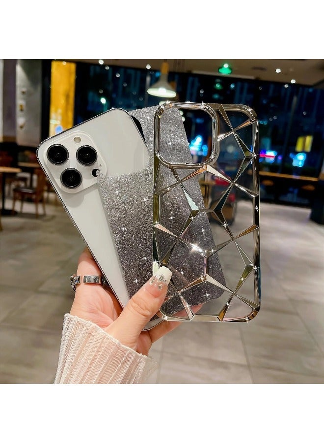ShebSheb iPhone 15 Pro Max Case for Plating Bling Gradient Glitter Clear iPhone Cover ,Soft TPU Cute Camera Protection Shockproof Back for Women Girls iPhone Case - Image 3