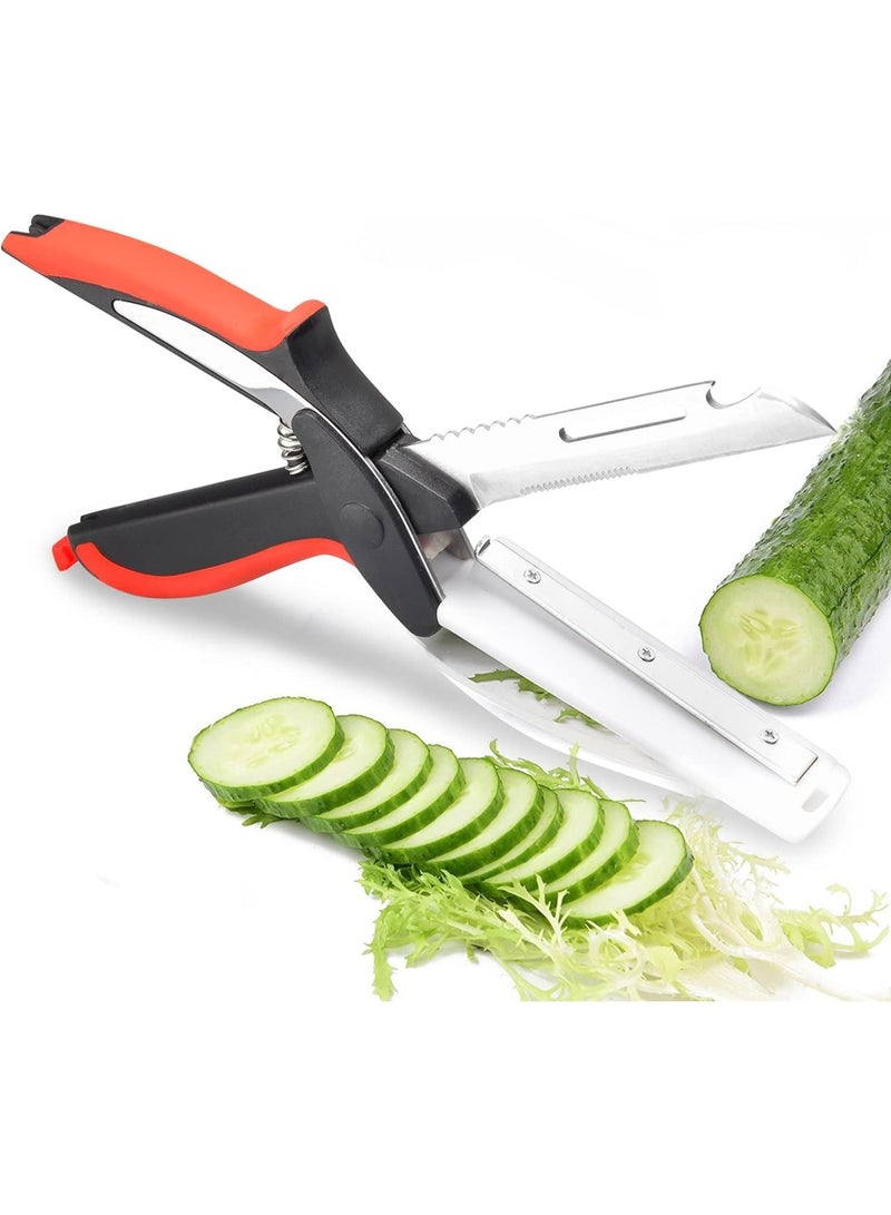 Kitchen Scissors for Food – 6-in-1 Cutting Board Scissors & Knife with Locking Mechanism & Stainless Steel Blades – Multi-functional Kitchen Shears for Effortless Chopping, Slicing & Meal Prep  - Image 1