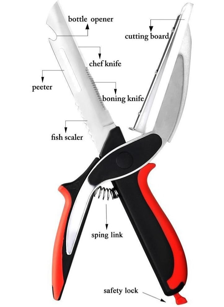 Kitchen Scissors for Food – 6-in-1 Cutting Board Scissors & Knife with Locking Mechanism & Stainless Steel Blades – Multi-functional Kitchen Shears for Effortless Chopping, Slicing & Meal Prep  - Image 3