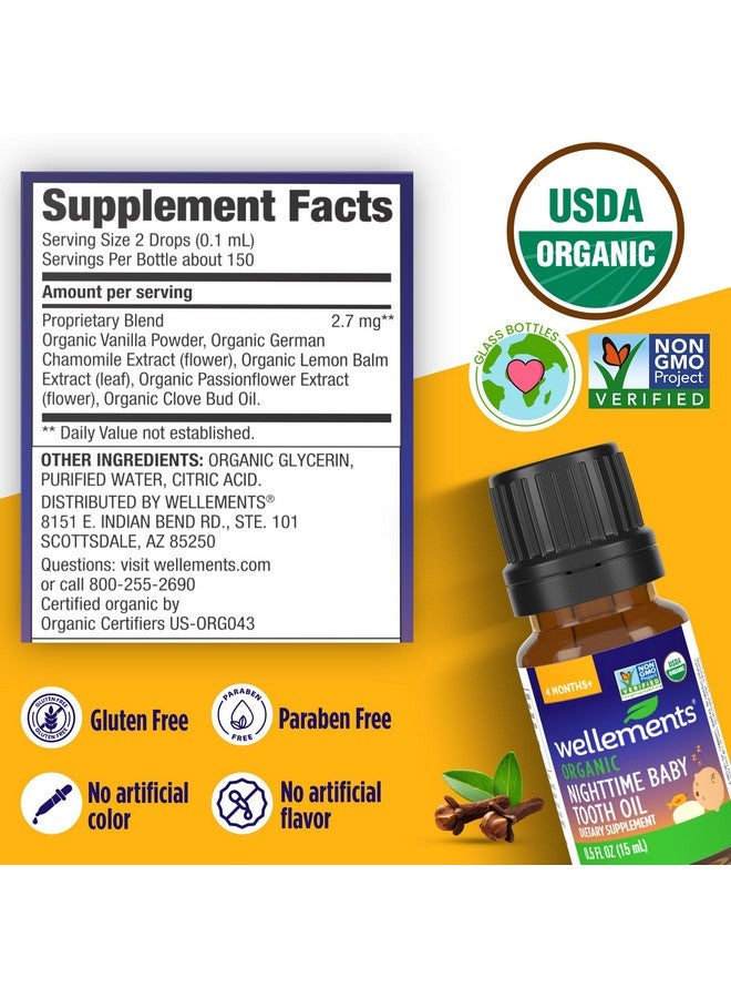 Wellements Organic Nighttime Baby Tooth Oil for 4 Months+ (0.5 Fl Oz) - Baby Teething Relief Oil* for Soothing & Massage for Tiny Gums* - Organic Blend of Essential Oils & Sleepy Time Herbs* - Image 3