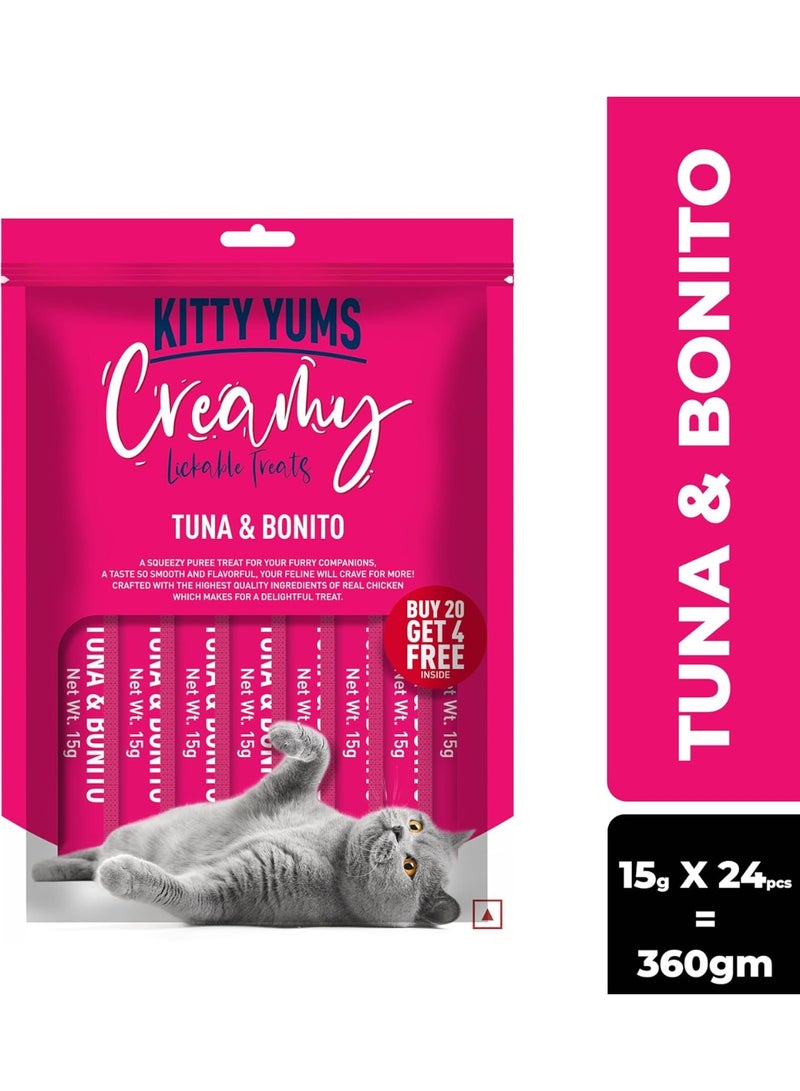Kitty Yums Creamy Lickable Cat Treats,Tuna & Bonito 360Gm(15g x24 Pcs) - Image 3