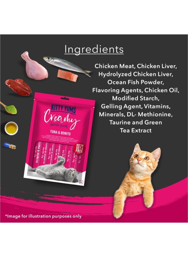 Kitty Yums Creamy Lickable Cat Treats,Tuna & Bonito 360Gm(15g x24 Pcs) - Image 5