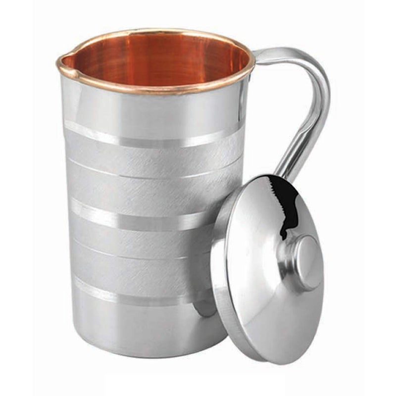 Copper-Master Handmade1.6 Litre Thermosteel Water Jug for Healthy Hydration Copper Steel Water Jug with Stainless Steel Outer and Inside Pure Copper with Many Ayurvedic Health Benefits (1500ML) - Image 1