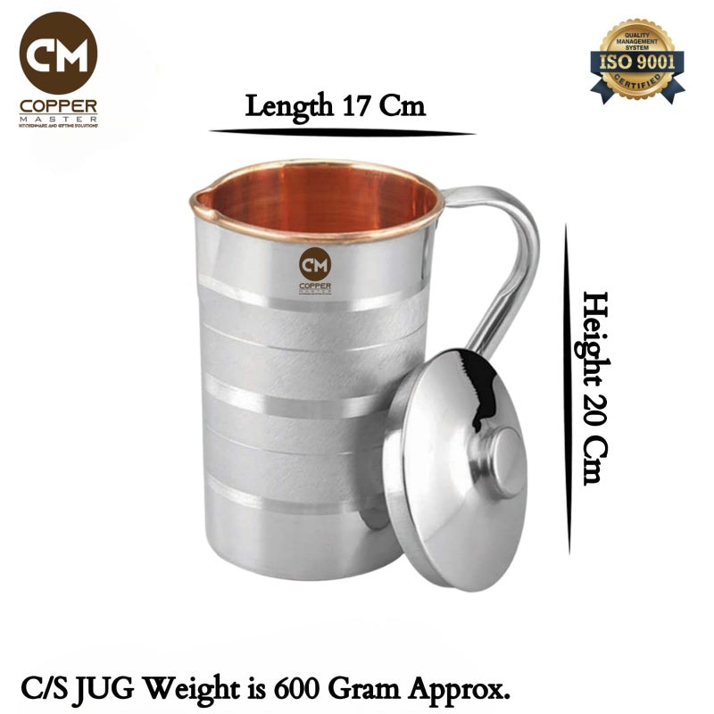 Copper-Master Handmade1.6 Litre Thermosteel Water Jug for Healthy Hydration Copper Steel Water Jug with Stainless Steel Outer and Inside Pure Copper with Many Ayurvedic Health Benefits (1500ML) - Image 4