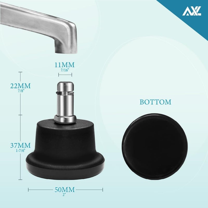AXL Low Profile Bell Glides Replacement Office Chair Stool Swivel Caster to Fixed Stationary Castors - Set of 5 Pack (Low-Height 37mm/1.45 inch) - Image 2