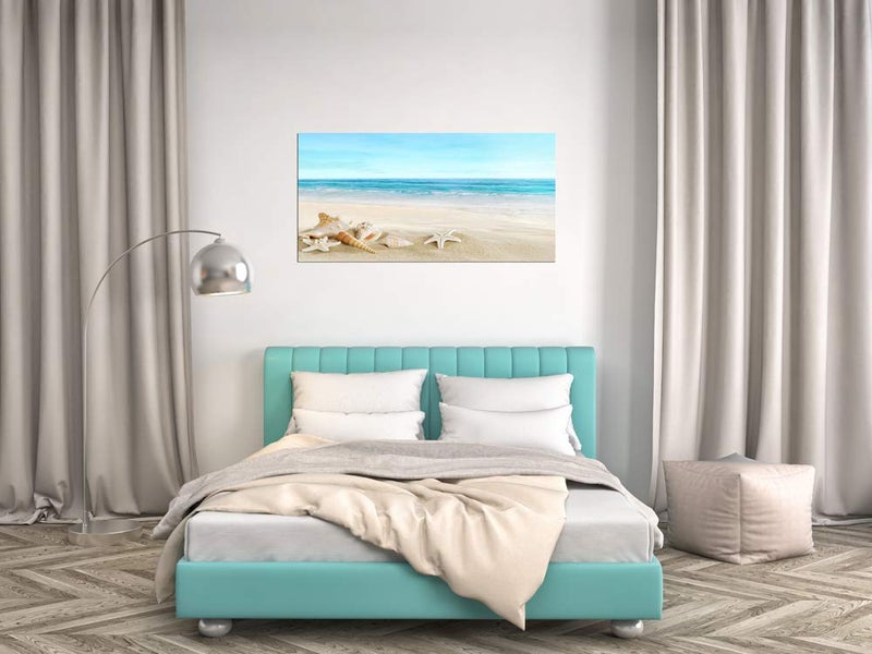DZL Art S73950 Beach Picture Decor Ocean Painting Canvas Wall Art Prints of Starfish and Seashell on Sandy Seaside Ready to Hang for Living Room Bedroom Office Wall Decor Home Decoration - Image 5