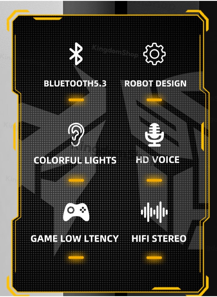 TRANSFORMERS - Transformers TF-T06 TWS Wireless Headphones Bluetooth 5.3 Bumblebee Yellow Game Sports，Intelligent Noise Reduction, Low Latency , HIFI Stereo Sound, 35 Hours Playtime, Suitable For All Models - Image 1