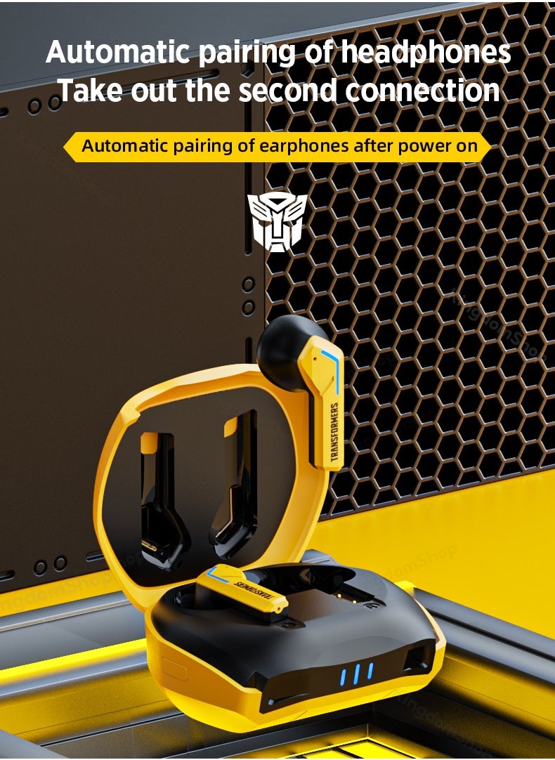 TRANSFORMERS - Transformers TF-T06 TWS Wireless Headphones Bluetooth 5.3 Bumblebee Yellow Game Sports，Intelligent Noise Reduction, Low Latency , HIFI Stereo Sound, 35 Hours Playtime, Suitable For All Models - Image 1