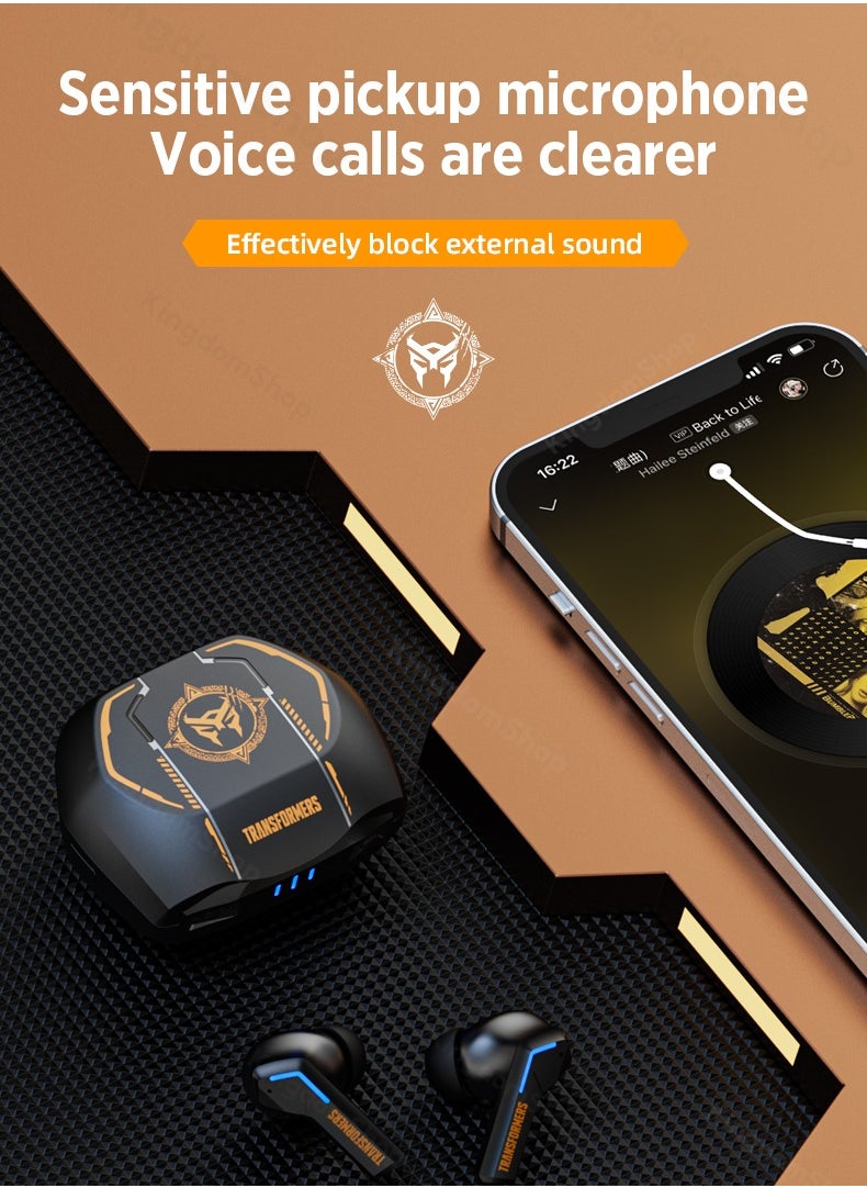 TRANSFORMERS - Transformers TF-T06 TWS Wireless Headphones Bluetooth 5.3 Bumblebee Yellow Game Sports，Intelligent Noise Reduction, Low Latency , HIFI Stereo Sound, 35 Hours Playtime, Suitable For All Models - Image 1