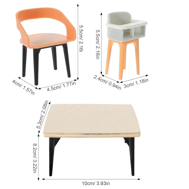 12 Inch Wooden Dollhouse Dining Table And 4 Chairs Kitchen Scene Playset - Image 3