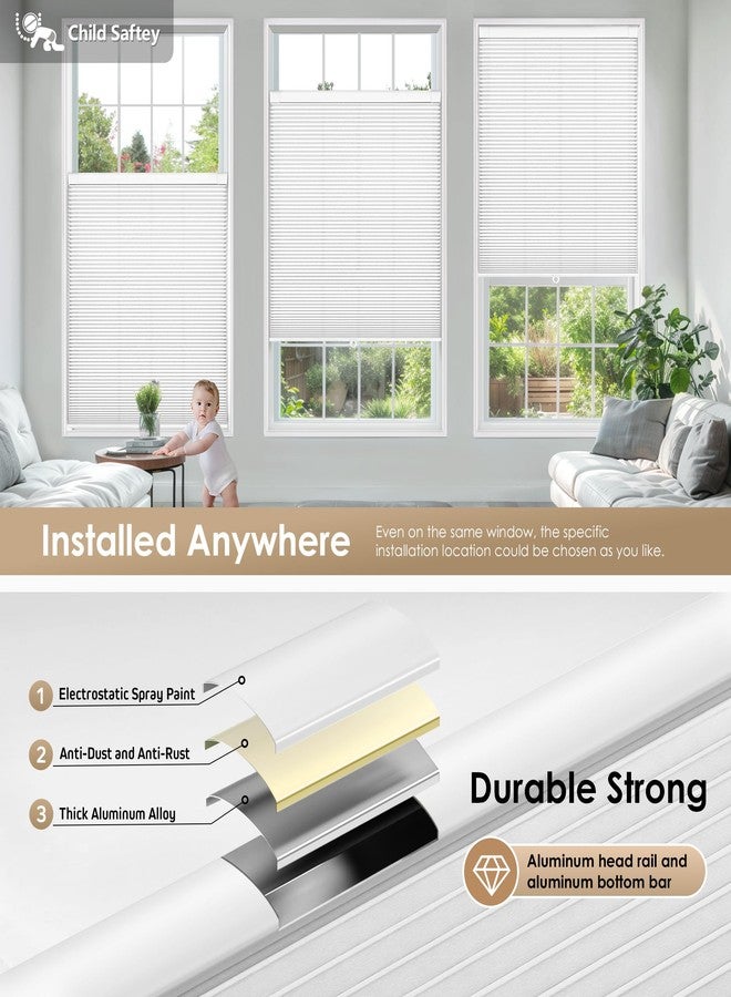 LazBlinds ستائر لاز بلايندز الخلوية اللاسلكية سهلة التركيب بدون أدوات أو مثقاب، ستائر على شكل خلية نحل لتصفية الضوء للمنزل، ستائر عازلة للحرارة للنوافذ، عرض 22 بوصة × ارتفاع 36 بوصة، لون أبيض - Image 3