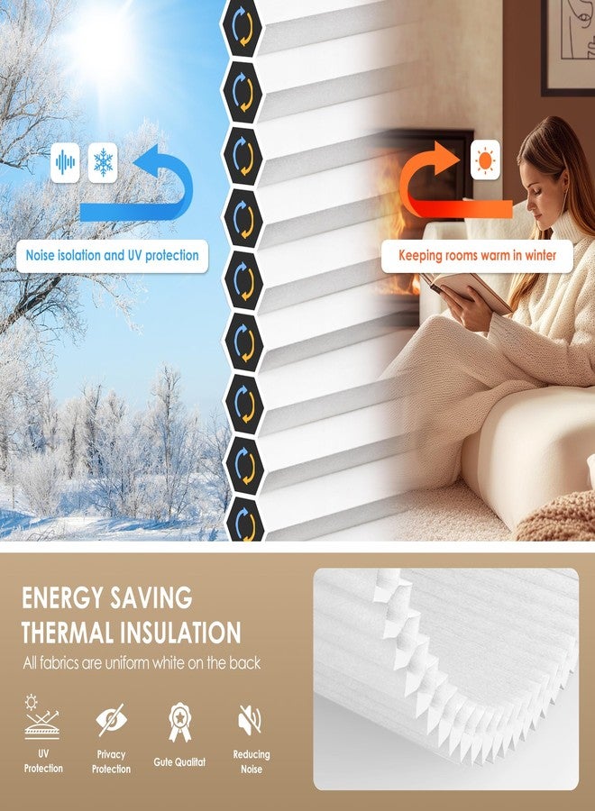 LazBlinds ستائر لاز بلايندز الخلوية اللاسلكية سهلة التركيب بدون أدوات أو مثقاب، ستائر على شكل خلية نحل لتصفية الضوء للمنزل، ستائر عازلة للحرارة للنوافذ، عرض 22 بوصة × ارتفاع 36 بوصة، لون أبيض - Image 4