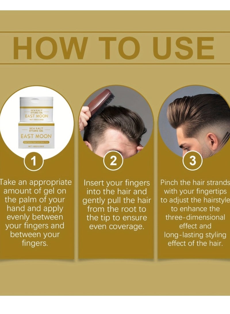 East Moon 100ml Sea Salt Styling Gel Hair Styling Cream for Volume and Thickness Saltwater Spray Beach Wave Spray Increase Hair Shine Subtle Hold and Natural Shine Hair Texturizing Hair Gel - Image 4