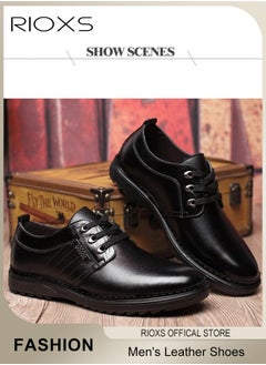 RIOXS Men's Business Leather Shoes, Lace-up Round-toe Oxford Shoes, Stylish Classic Loafer, Comfortable Formal Loafer Shoes, Lightweight Slip-ons Walking Flats, Non Slip Work Shoes For Men, Black Business Shoes For Daily Wear And Formal Occasions  - Image 4