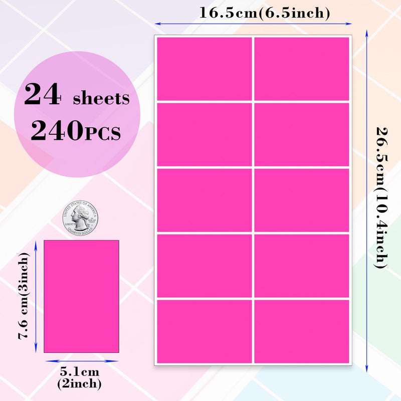 YSHIHE Colored Labels Stickers 3 x 2 Inch Rectangular Moving Labels 8 Colors Large Color Coding Labels - 240 Pack - Image 2
