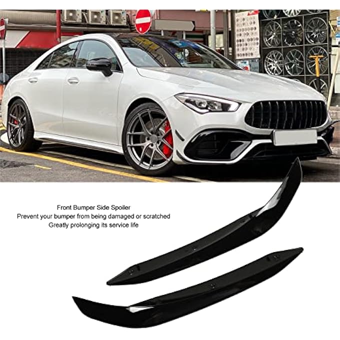 Brilluxa Front Bumper Spoiler, Glossy Black Lip Splitter, Replacement for Benz CLA Class C118 AMG Line CLA45 - Image 3