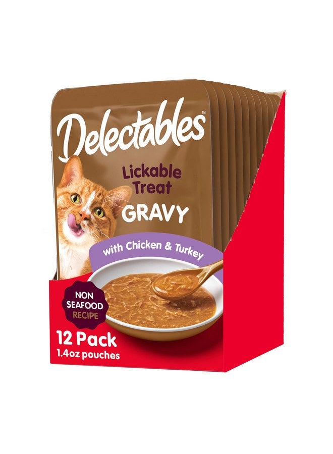 Hartz Delectables Gravy Non-Seafood Lickable Wet Cat Treat & Food Topper, Chicken & Turkey, 12 Pack, 1.40 Ounce (Pack of 12) - Image 1