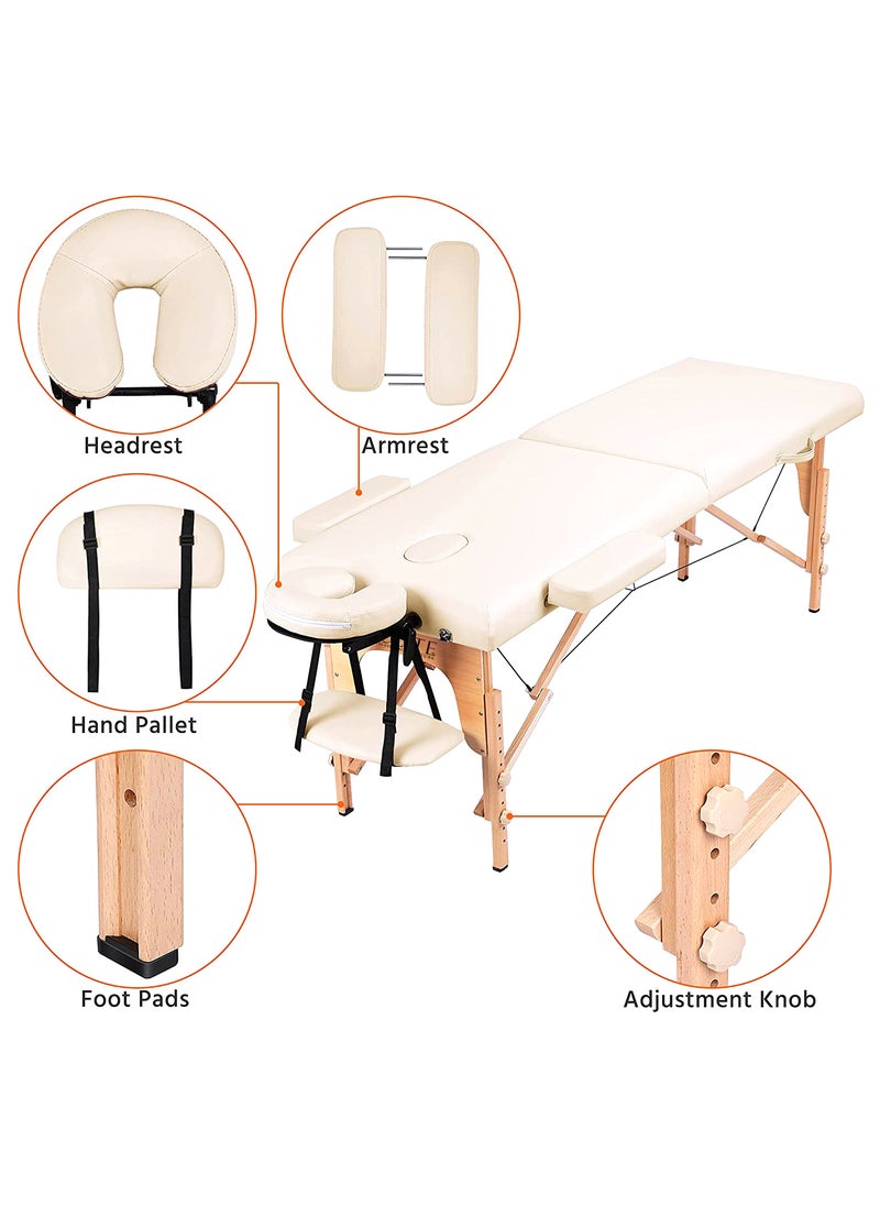 IOLITE Folding Beauty Bed 95cm length 19cmX74cm width Professional Portable Spa Massage Tables Foldable with Bag Salon Portable Massage Bed Foldable Massage Tables with Pillow SPA Bed Wooden Frame  SPA Salon Tattoo Massage Therapeutic Treatment Massage Adjustable Table  - Image 3