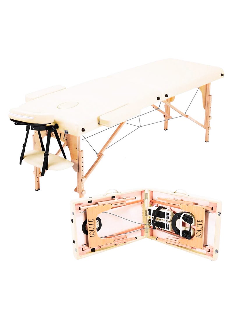IOLITE Folding Beauty Bed 95cm length 19cmX74cm width Professional Portable Spa Massage Tables Foldable with Bag Salon Portable Massage Bed Foldable Massage Tables with Pillow SPA Bed Wooden Frame  SPA Salon Tattoo Massage Therapeutic Treatment Massage Adjustable Table  - Image 2