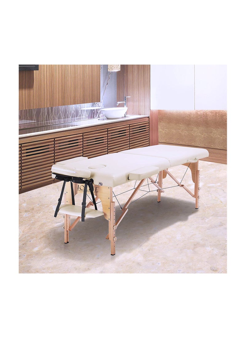 IOLITE Folding Beauty Bed 95cm length 19cmX74cm width Professional Portable Spa Massage Tables Foldable with Bag Salon Portable Massage Bed Foldable Massage Tables with Pillow SPA Bed Wooden Frame  SPA Salon Tattoo Massage Therapeutic Treatment Massage Adjustable Table  - Image 4