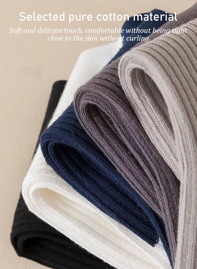 جوارب قطنية نقية، جوارب قطنية مريحة وجيدة التهوية للرجال، عبوة من 5 أزواج، مثالية للارتداء اليومي والرياضي والترفيهي. تمتص الرطوبة، ومناسبة لجميع المواسم، مع مجموعة متنوعة من أنماط الخطوط الملونة لملابس العمل الكاجوال. - Image 3