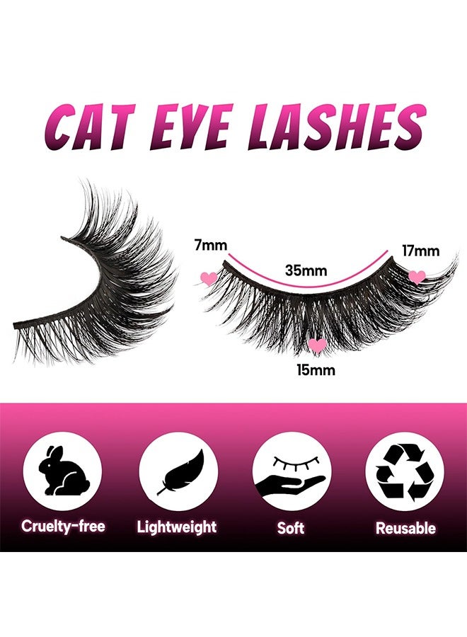 Generic Cat Eye Lashes Natural Look Fox False Eyelashes Gorgeous Wispy & Lightweight Faux Mink Lashes for Doll Eye Makeup 5 Pairs Pack (Charming)  - Image 2