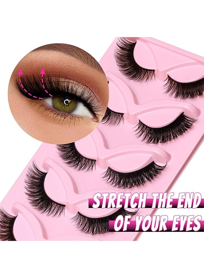 Generic Cat Eye Lashes Natural Look Fox False Eyelashes Gorgeous Wispy & Lightweight Faux Mink Lashes for Doll Eye Makeup 5 Pairs Pack (Charming)  - Image 4