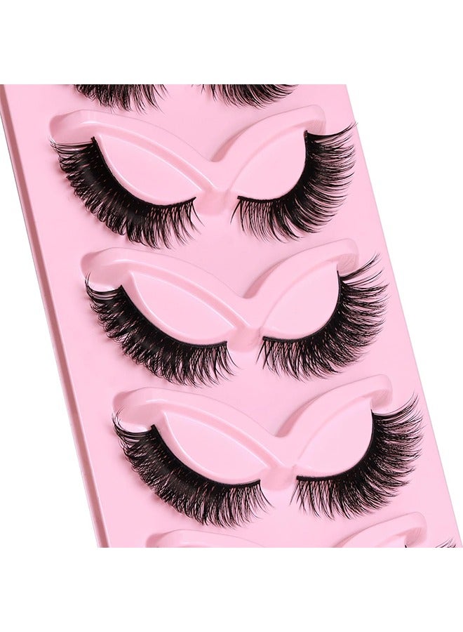 Generic Cat Eye Lashes Natural Look Fox False Eyelashes Gorgeous Wispy & Lightweight Faux Mink Lashes for Doll Eye Makeup 5 Pairs Pack (Charming)  - Image 5