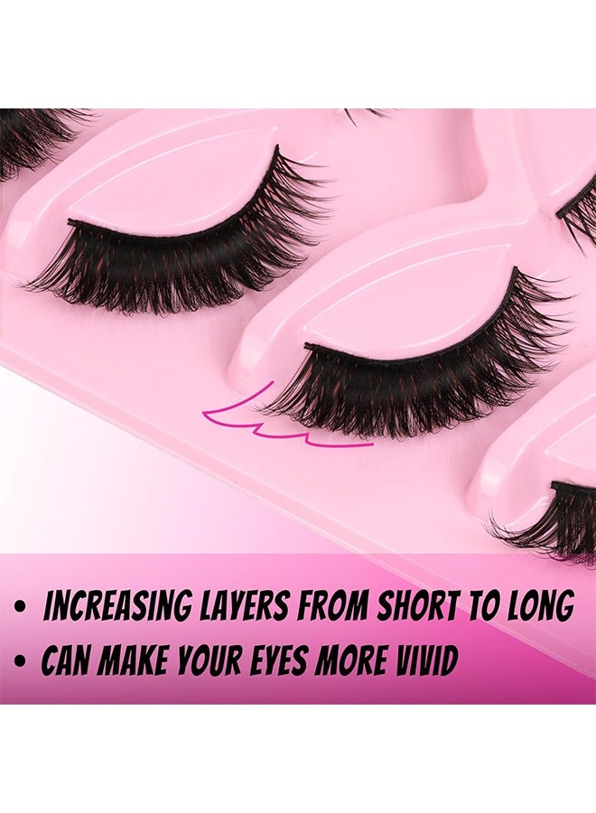 Generic Cat Eye Lashes Natural Look Fox False Eyelashes Gorgeous Wispy & Lightweight Faux Mink Lashes for Doll Eye Makeup 5 Pairs Pack (Charming)  - Image 3