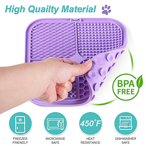 LUKITO 3PCS Licking Mat for Dogs & Cats with Suction Cups, Dog Peanut Butter Lick Pads for Anxiety Relief & Boredom Reducer, Slow Feeder Dog Bowls, Perfect for Bathing, Grooming and Training - Image 4